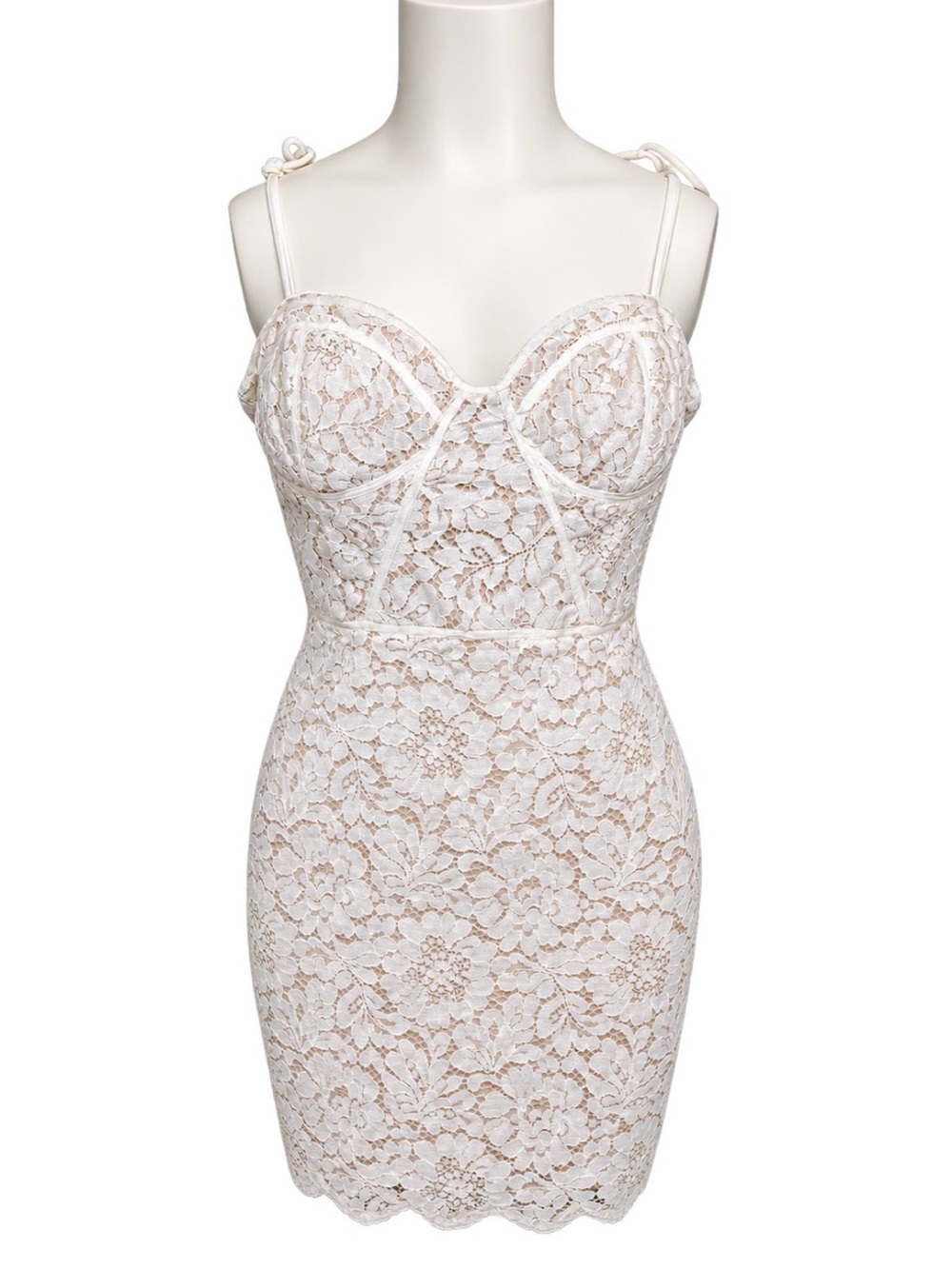 Lulu's White Lace Bustier Mini Dress